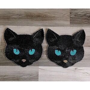 Halloween Beaded Placemat Placemats Charger 14" Black Cat Christian Lacroix 2 Pc